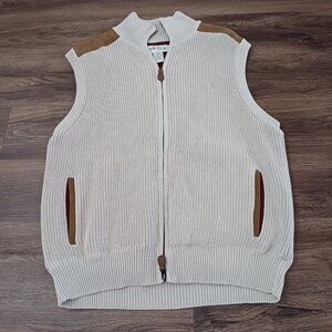 ORVIS Mens Mechanics Foul-Weather Vest Heavy Knit Sweater Suede Medium M Hunting